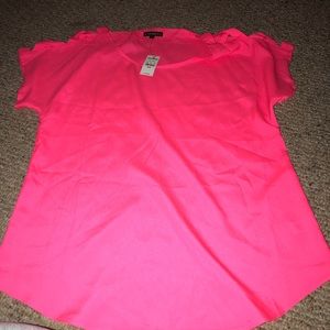 Neon pink t shirt blouse- design on sleeve
